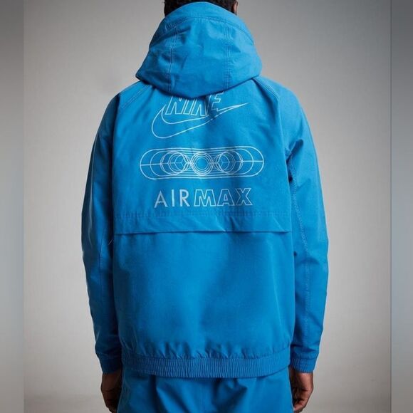 Nike Sportswear Air Max Woven Jacket Large L Blue Black Lined Logos FN0243-457 - Picture 5 of 16